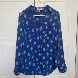 Express Portofino Blue Paisley Top